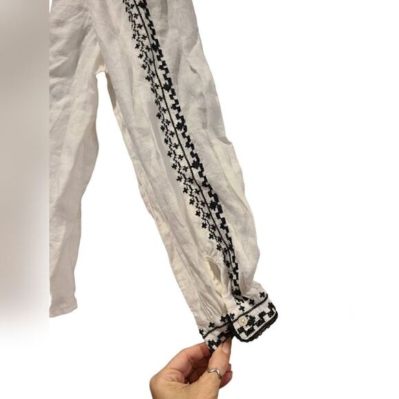 Lauren Ralph Lauren Embroidered Beaded Linen Blouse, Boho Cottagecore | PL - Picture 7 of 14